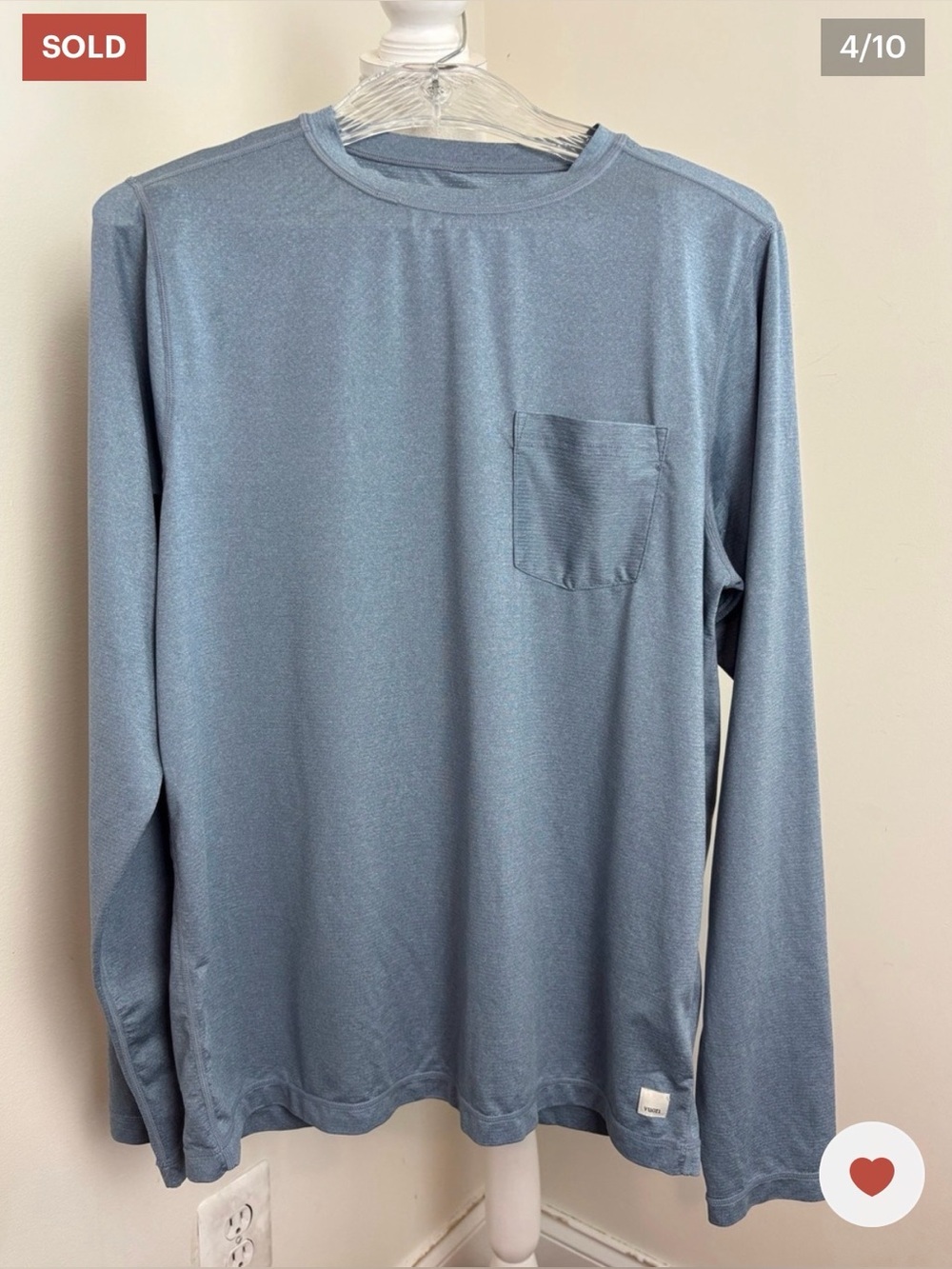 Vuori Long-Sleeve Tradewind Performance 2.0 Shirt In Pacific Heather Size M